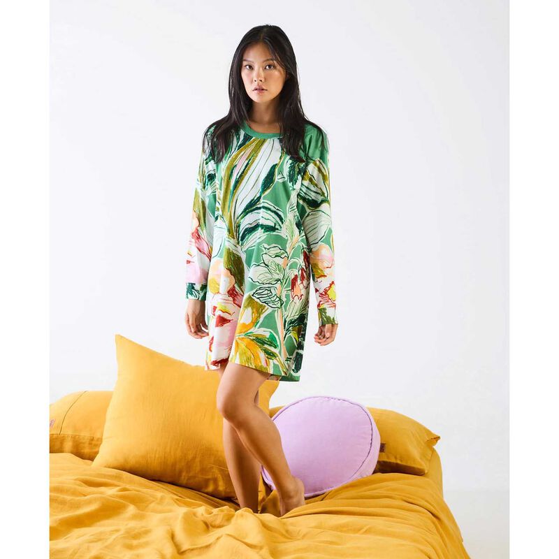 Kip&Co Somerset Green Adult Organic Cotton Long Sleeve Nightie image number 3